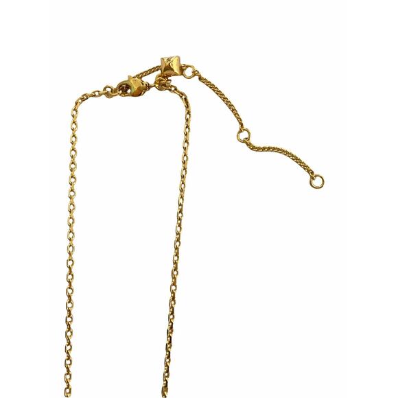 Rebecca Minkoff Gold Tone Round Circle Pendant Pastel Spikes Necklace 18” + 3” - Picture 3 of 4